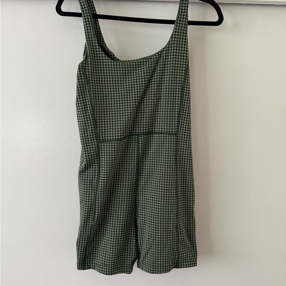 Green Checkered Sleeveless Romper